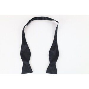 Vintage 90s Rockabilly Dapper Blank Silk Wedding Formal Bow Tie Black Party USA